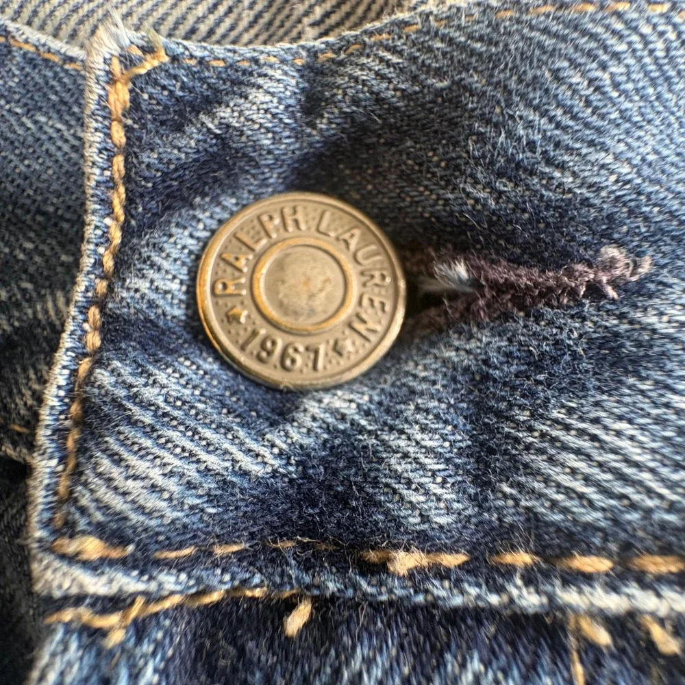 Vtg POLO Ralph Lauren Mens 36x32 Distressed Straight Leg Jeans Button Fly Grunge